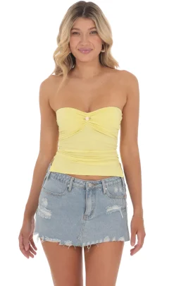 LUCY IN THE SKY Tops^Strapless Slits Top In Yellow