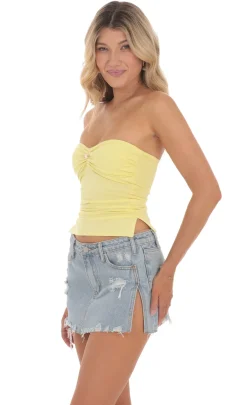 LUCY IN THE SKY Tops^Strapless Slits Top In Yellow
