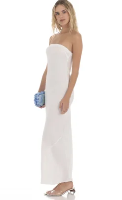 LUCY IN THE SKY Maxi Dresses^Strapless Straight Maxi Dress In White