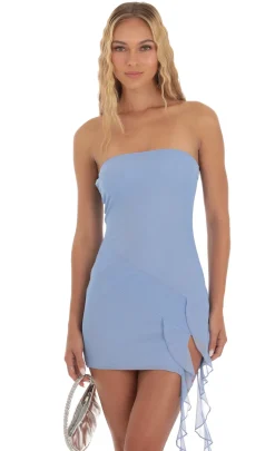 LUCY IN THE SKY Mini Dresses^Strapless Tassel Dress In Blue