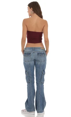 LUCY IN THE SKY Tops^Strapless Twist Top In Burgundy