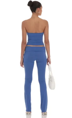 LUCY IN THE SKY Tops|Pants^Strapless Two Piece Set In Navy