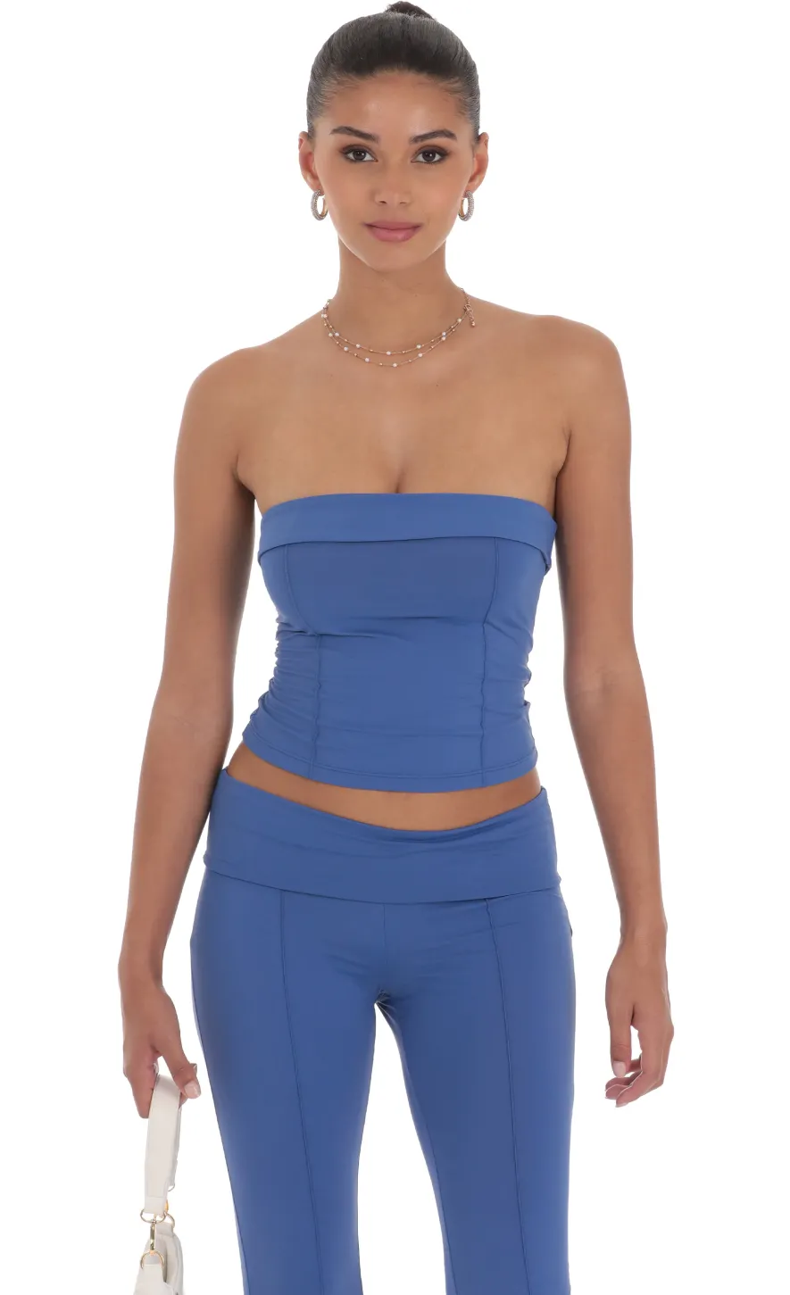 LUCY IN THE SKY Tops|Pants^Strapless Two Piece Set In Navy