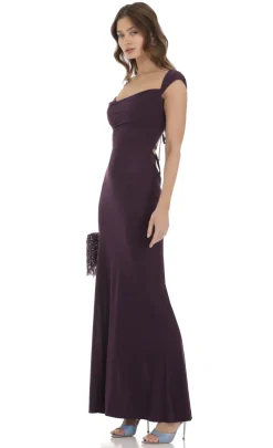 LUCY IN THE SKY Maxi Dresses^Strappy Cowl Neck Maxi Dress In Purple