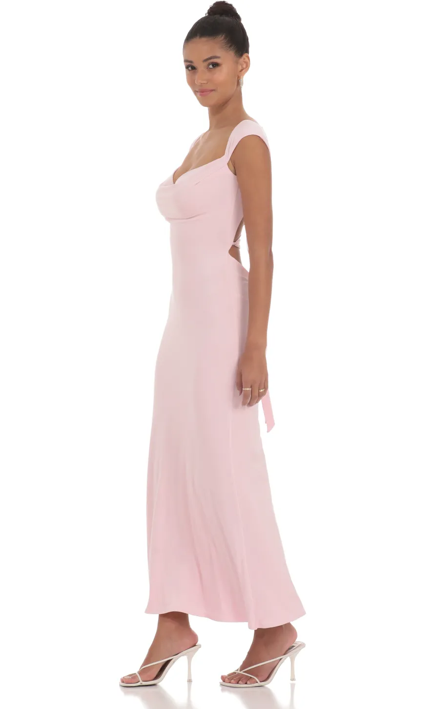 LUCY IN THE SKY Maxi Dresses^Strappy Cowl Neck Maxi Dress In Pink