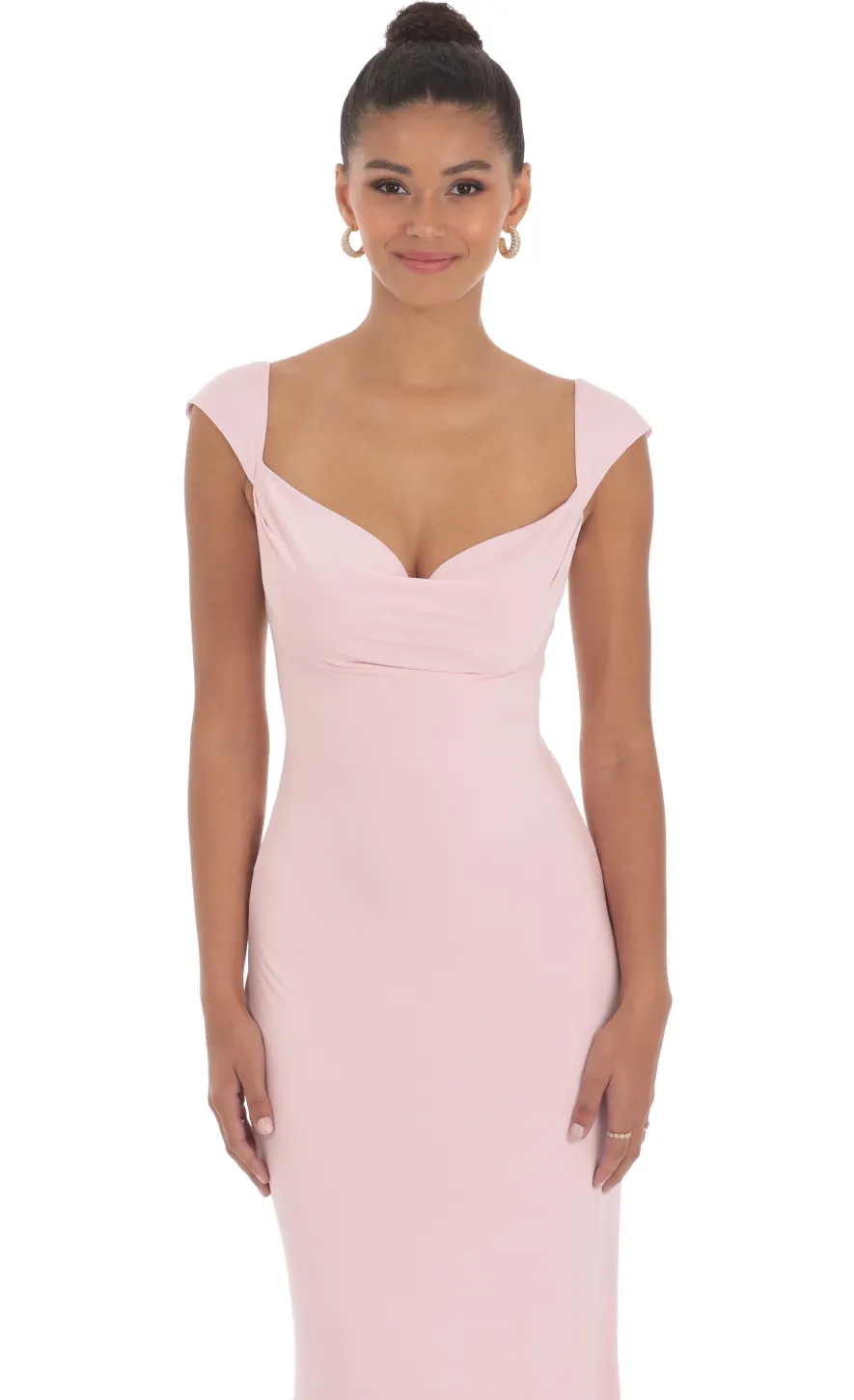 LUCY IN THE SKY Maxi Dresses^Strappy Cowl Neck Maxi Dress In Pink