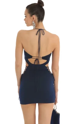 LUCY IN THE SKY Mini Dresses^Strappy Cutout Bodycon Dress In Navy