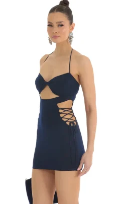 LUCY IN THE SKY Mini Dresses^Strappy Cutout Bodycon Dress In Navy