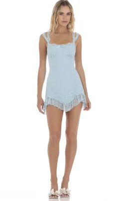 LUCY IN THE SKY Mini Dresses^Strappy Lace Pointed Dress In Blue