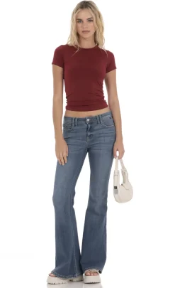 LUCY IN THE SKY T-Shirts^Stretch Short Sleeve Top In Maroon