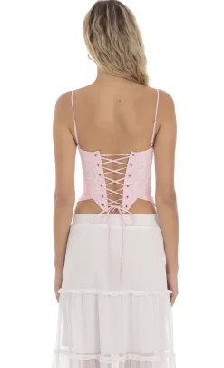 LUCY IN THE SKY Tops^Striped Floral Corset Top In Pink