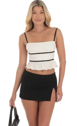 LUCY IN THE SKY Tops^Striped Open Back Top In White