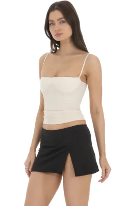 LUCY IN THE SKY Tops^Suede Bust Top In Cream