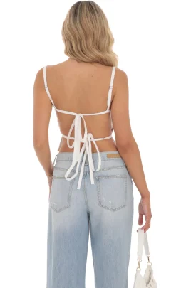 LUCY IN THE SKY Tops^Sweetheart Neck Open Back Top In White