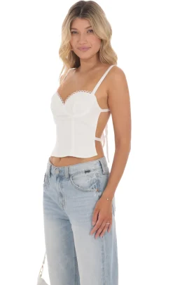 LUCY IN THE SKY Tops^Sweetheart Neck Open Back Top In White