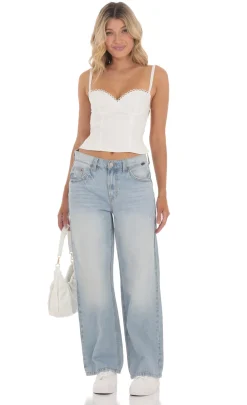 LUCY IN THE SKY Tops^Sweetheart Neck Open Back Top In White