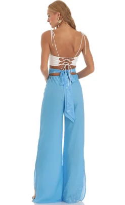 LUCY IN THE SKY Pants^Swirl Wide Leg Pants In Blue