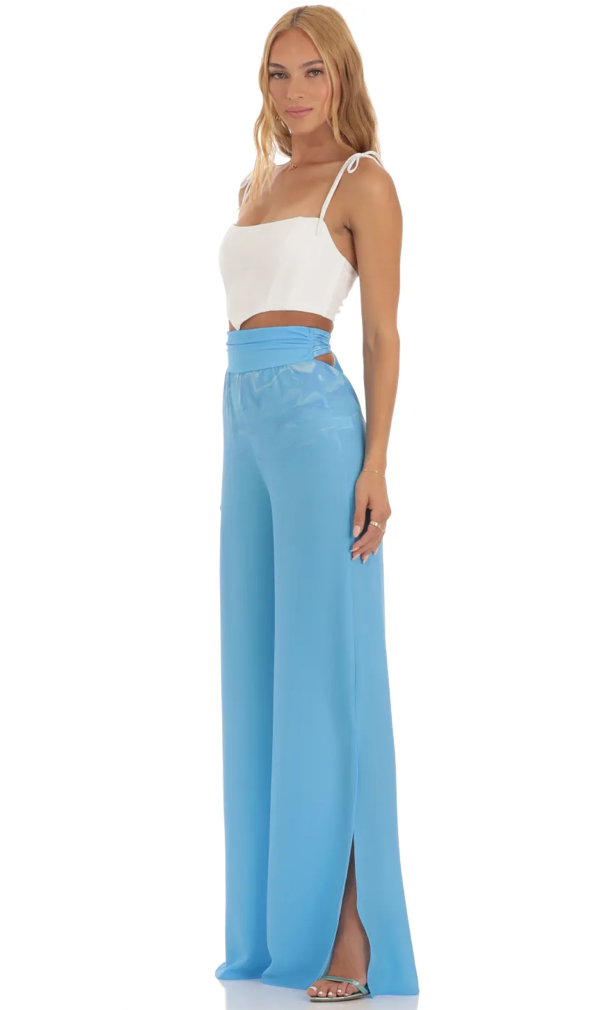 LUCY IN THE SKY Pants^Swirl Wide Leg Pants In Blue