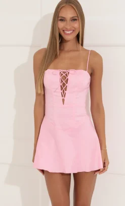LUCY IN THE SKY Mini Dresses^Taffeta Corset Dress In Pink