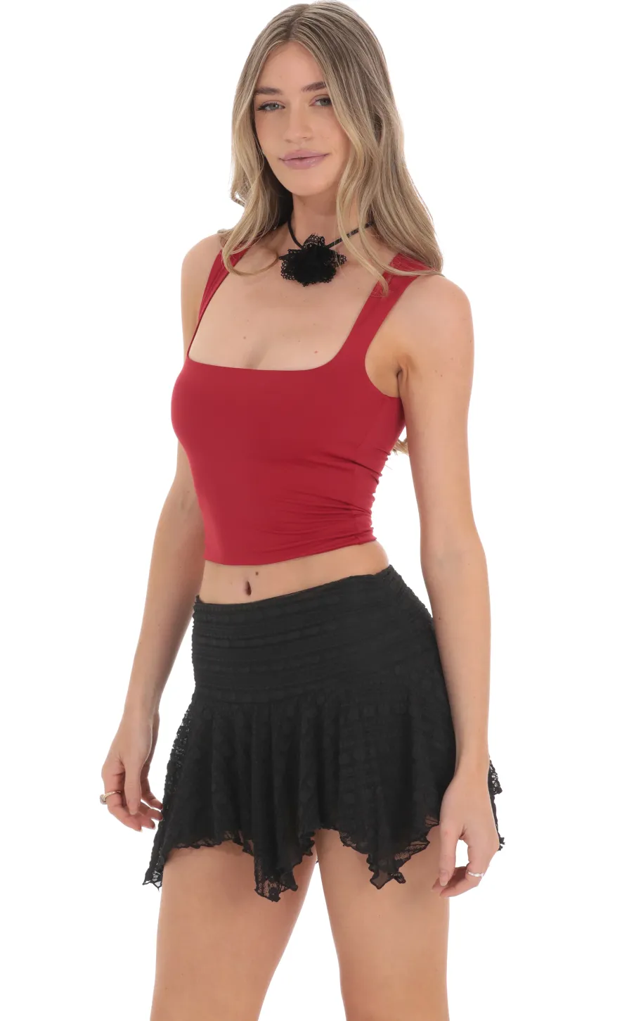 LUCY IN THE SKY Skirts^Textured Asymmetrical Skirt In Black