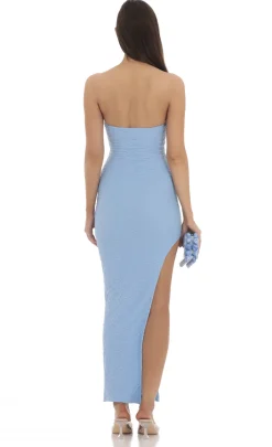 LUCY IN THE SKY Maxi Dresses^Textured Bodycon Dress In Light Blue