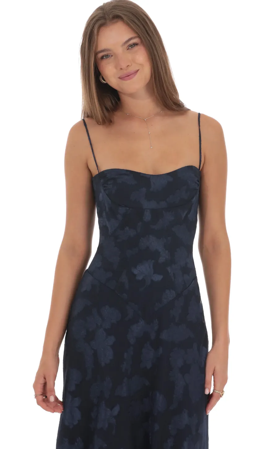 LUCY IN THE SKY Maxi Dresses^Textured Floral Maxi Dress In Navy