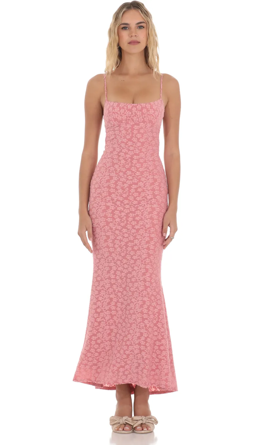 LUCY IN THE SKY Maxi Dresses^Textured Floral Maxi Dress In Pink