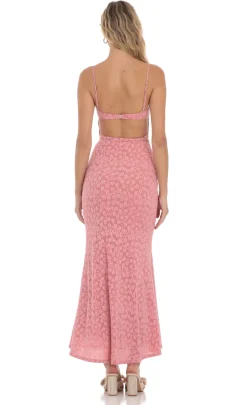 LUCY IN THE SKY Maxi Dresses^Textured Floral Maxi Dress In Pink