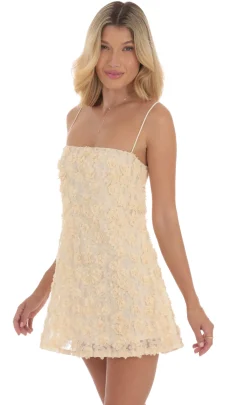 LUCY IN THE SKY Mini Dresses^Textured Floral Square Neck Dress In Cream