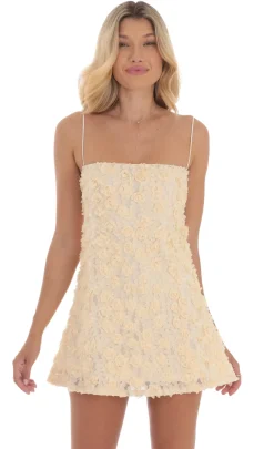 LUCY IN THE SKY Mini Dresses^Textured Floral Square Neck Dress In Cream