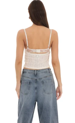 LUCY IN THE SKY Tops^Textured Lace Top In Cream