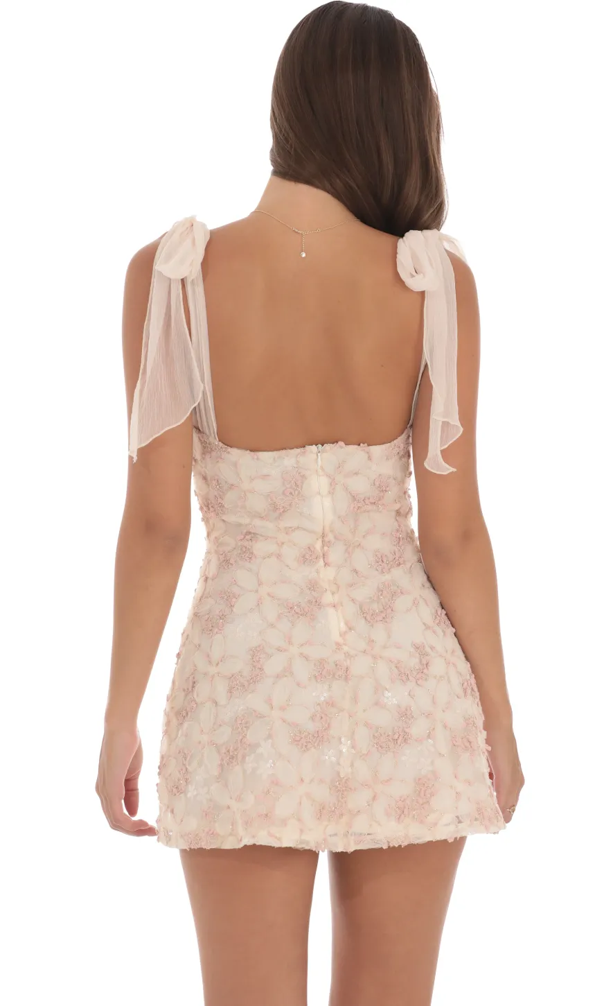 LUCY IN THE SKY Mini Dresses^Textured Shimmer Floral Dress In Cream