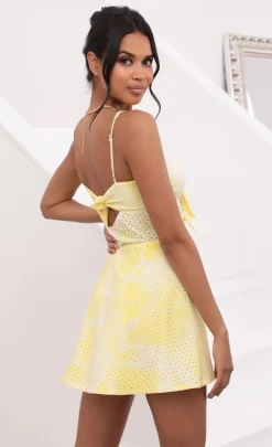 LUCY IN THE SKY Mini Dresses^Tie Dye Eyelet Dress In Yellow