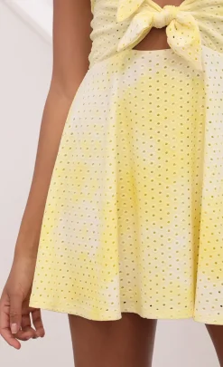 LUCY IN THE SKY Mini Dresses^Tie Dye Eyelet Dress In Yellow