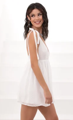 LUCY IN THE SKY Mini Dresses^Ties A-line Dress In White