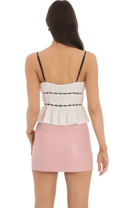 LUCY IN THE SKY Tops^Triple Tie Top In White