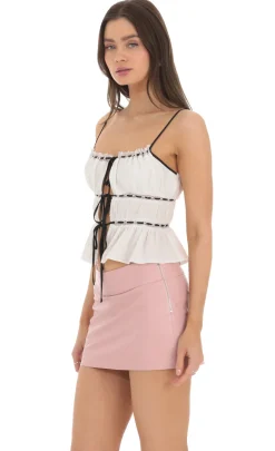 LUCY IN THE SKY Tops^Triple Tie Top In White
