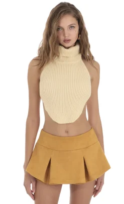 LUCY IN THE SKY Tops^Turtleneck Knit Open Back Top In Cream
