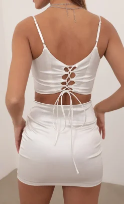 LUCY IN THE SKY Two-Piece Sets^Two Piece Satin Set In White