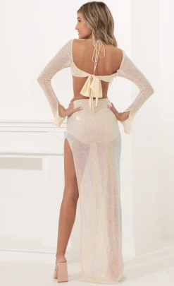 LUCY IN THE SKY Maxi Dresses|Two-Piece Sets^Two Piece Set In Champagne Sequin