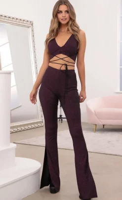 LUCY IN THE SKY Two-Piece Sets|Pants^Two Piece Set In Purple Shimmer