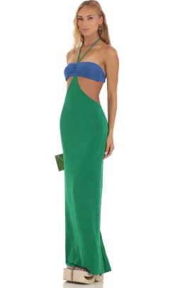 LUCY IN THE SKY Maxi Dresses^Two Toned Cutout Maxi Dress In Blue And Green
