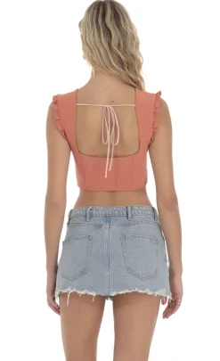 LUCY IN THE SKY Tops^Two Toned Ruffle Top In Orange