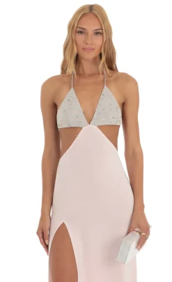 LUCY IN THE SKY Maxi Dresses^Two Toned Sequin Bikini Cutout Dress In Pink