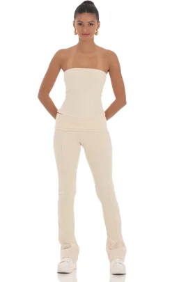 LUCY IN THE SKY Tops|Loungewear^Velour Two Piece Set In Cream