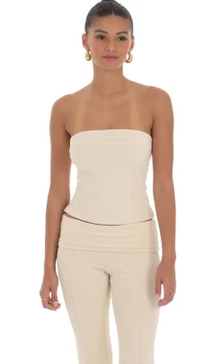 LUCY IN THE SKY Tops|Loungewear^Velour Two Piece Set In Cream