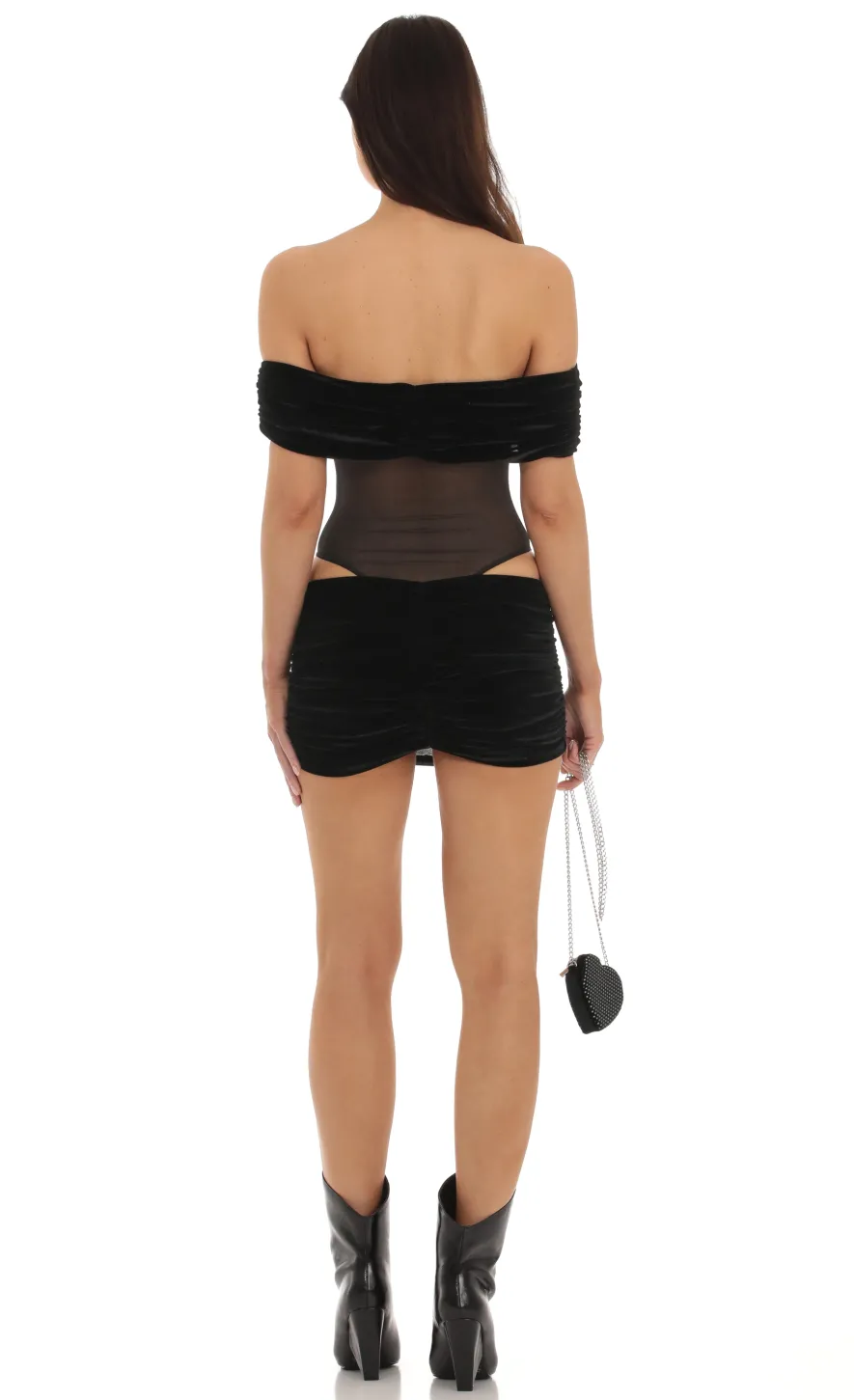 LUCY IN THE SKY Two-Piece Sets|Bodysuits^Velvet Off Shoulder Two Piece Set In Black