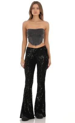LUCY IN THE SKY Pants^Velvet Sequin Pants In Black