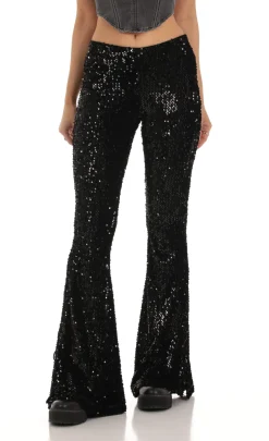 LUCY IN THE SKY Pants^Velvet Sequin Pants In Black