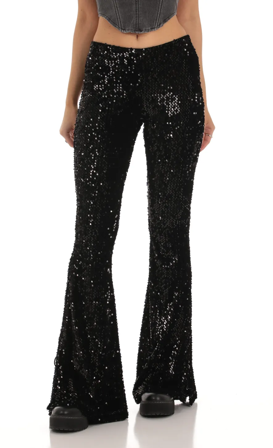 LUCY IN THE SKY Pants^Velvet Sequin Pants In Black